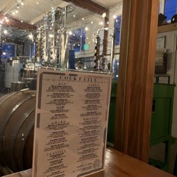 Menu and distillery