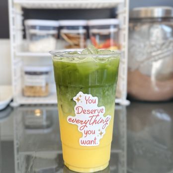JK Cafe - Mango Matcha Latte - Coffee & Tea Near Me - Franklin, Massachusetts