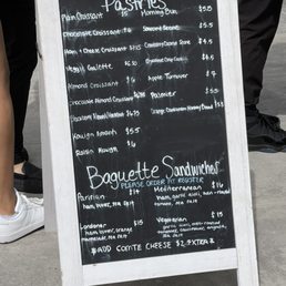 Sandwich board menu outside of Arsicault Bakery in San Francisco.