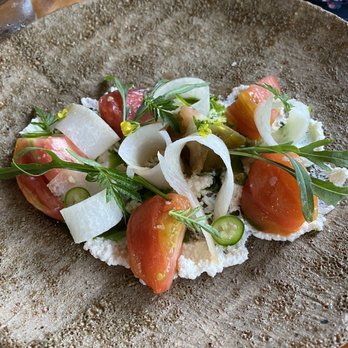 Verdant - Heirloom tomatoes, jicama and house made ricotta - Mexican Near Me - Tulum, ROO Verdant - Heirloom tomatoes, jicama and house made ricotta - Mexican Near Me - Tulum, ROO