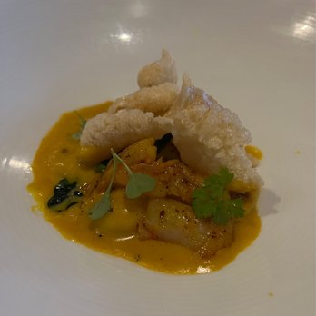 Stubborn Seed - FLORIDA SHRIMP & SAFFRON GNOCCHI VELOUTE - New American Near Me - Miami Beach, Florida Stubborn Seed - FLORIDA SHRIMP & SAFFRON GNOCCHI VELOUTE - New American Near Me - Miami Beach, Florida