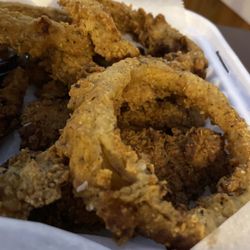 Phoenix House - Hand breaded onion rings with chicken tenders. Delicious!!