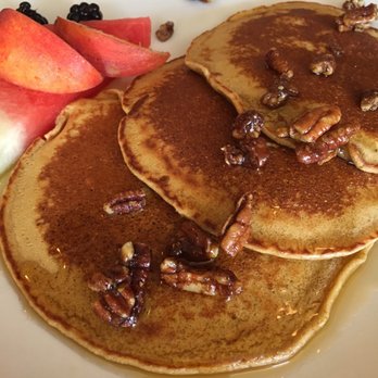 The Fiction Kitchen - Gluten free vegan pancakes with fruit and cinnamon-y pecans - Vegan Near Me - Raleigh, North Carolina The Fiction Kitchen - Gluten free vegan pancakes with fruit and cinnamon-y pecans - Vegan Near Me - Raleigh, North Carolina