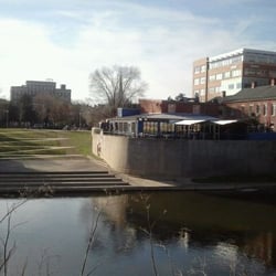 Foundry Park - The park from the water side Water Way Bar & Grill to the right.