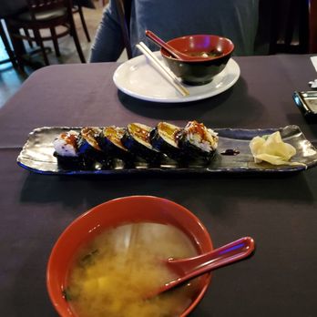 Hoshi Sushi - Broccoli tempura roll and miso soup - Japanese Near Me - Sarasota, Florida