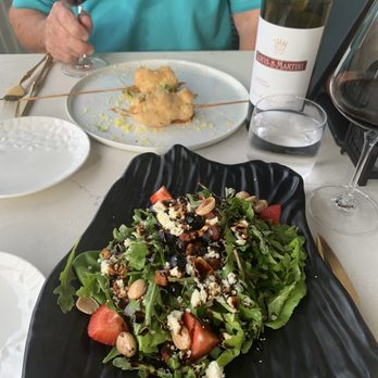 Sainte-George Restaurant - Lobster corn dogs and summer salad. - Modern European Near Me - St. Augustine, Florida
