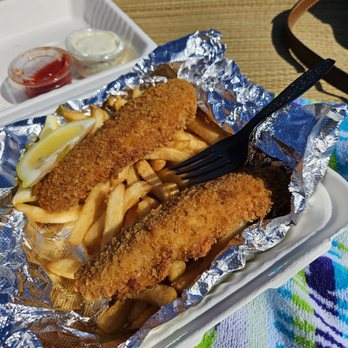Moby Dick Restaurant - Fish & chips. Portion was just right for me and fish was delicious. - American Near Me - Santa Barbara, California