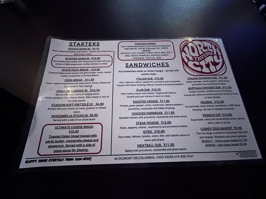 Menu photo 1 North City Tavern Columbus, OH
