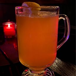 Hot toddy with brandy, an amazing drink on a cold rainy evening