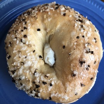 Boichik Bagels - Salt and Pepper bagel with hatch chile shmear - Bagels Near Me - Berkeley, California