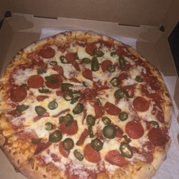 Pepperoni, extra cheese, and jalapeños, please and Thank you