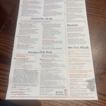 Miss Shirley's Cafe, Inner Harbor - Menu side 1 - Breakfast & Brunch Near Me - Baltimore, Maryland