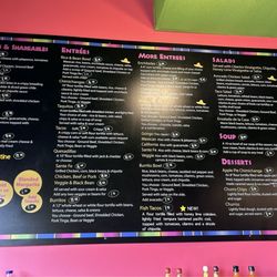 Three Gringos Mexican Grill - Menu on wall near ordering counter service