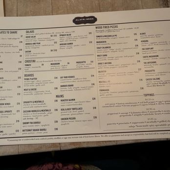 Alatri Bros. - Food menu and drinks on the back - Pizza Near Me - Bethesda, Maryland Alatri Bros. - Food menu and drinks on the back - Pizza Near Me - Bethesda, Maryland