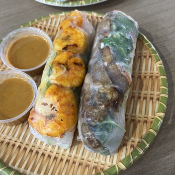 Spring Rolling - Shrimp and Pork Spring Rolls with peanut sauce - Salad Near Me - Magnolia, Texas
