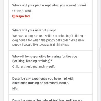 Mamco - This is my application and it shows the question they denied me for. - Pet Adoption Near Me Mamco - This is my application and it shows the question they denied me for. - Pet Adoption Near Me