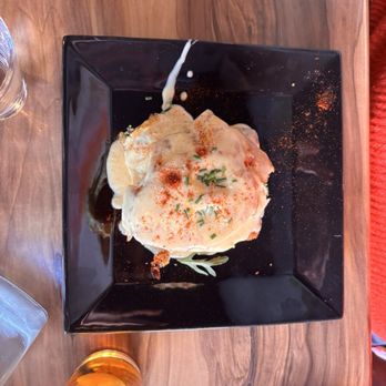 Gracious Plates on Main - Gouda grits with fried egg and sausage - New American Near Me - Franklin, North Carolina