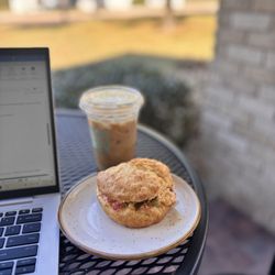 White Rhino Coffee - Snickerdoodle latte, pimento cheese biscuit