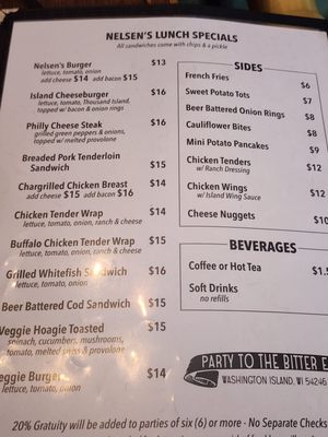 Menu photo 1 Nelsen's Hall Bitters Pub Washington Island, WI Menu photo 1 Nelsen's Hall Bitters Pub Washington Island, WI