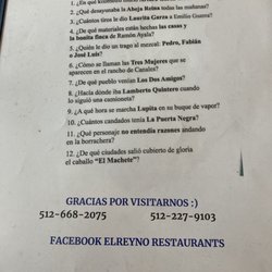 ElReyno Restuarante - Phone numbers