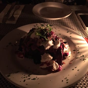 Casa Banana - Grilled beet salad. Charred grilled beets and big chunks of goat cheese. Served warm. Definitely order this! - Argentine Near Me - Tulum, ROO