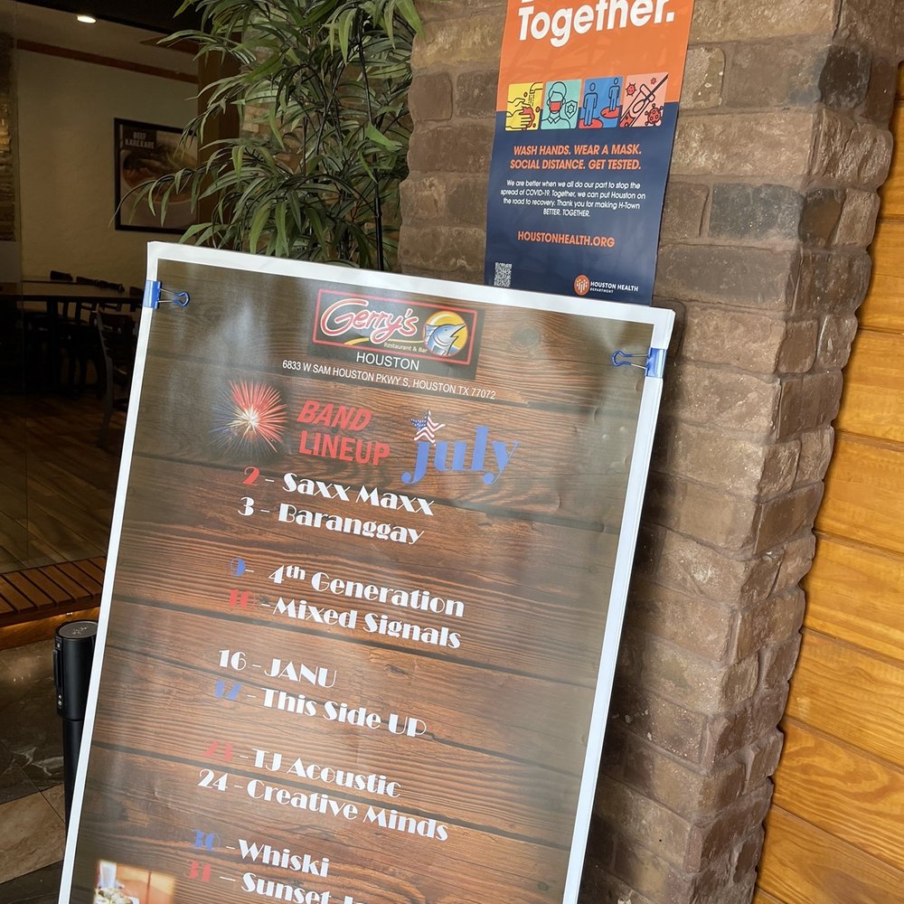 Gerry's Grill - Front reception sign - Filipino Near Me - Houston, Texas Gerry's Grill - Front reception sign - Filipino Near Me - Houston, Texas