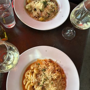 Trattoria Stella - Creamy Sausage Rigate and pesto shrimp gnocchi - Italian Near Me - Denver, Colorado