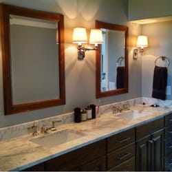 Aspen Hills Construction - Bath remodel with custom walnut cabinets, Calacata marble countertops