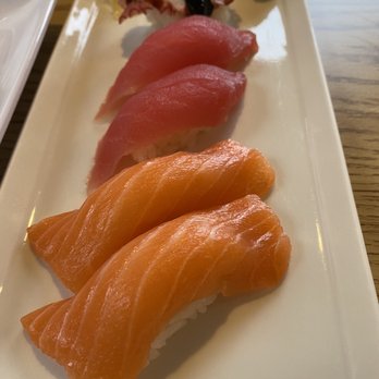 Midori Sushi and Teriyaki - Octopus, tuna and salmon nigiri. Salmon was my favorite! - Japanese Near Me - Spokane, Washington