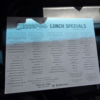 Menu photo 2 Ciccero's Pizza Los Angeles, CA