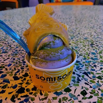 Somisomi - Ube and milk swirl and taiyaki with custard - Ice Cream & Frozen Yogurt Near Me - Irvine, California Somisomi - Ube and milk swirl and taiyaki with custard - Ice Cream & Frozen Yogurt Near Me - Irvine, California