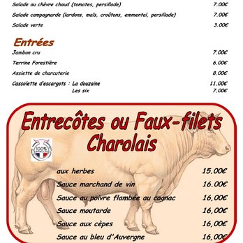 Restaurant La Chaumière - Carte - Salad Near Me - St Yan, 71