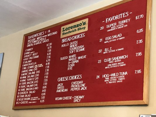Menu photo 5 Lorenzo's Sandwich Shop Belmont, CA