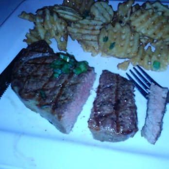 Hannah's Off The Square - 12 oz New York strip naked with waffle fries - New American Near Me - Denton, Texas