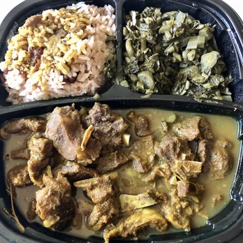 Ena's Caribbean Kitchen - Curry goat, rice and beans, callaloo - Caribbean Near Me - Columbus, Ohio