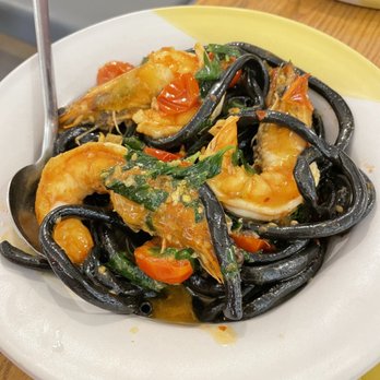 Tortello - Bucatini and prawns - Pasta Shops Near Me - Chicago, Illinois Tortello - Bucatini and prawns - Pasta Shops Near Me - Chicago, Illinois