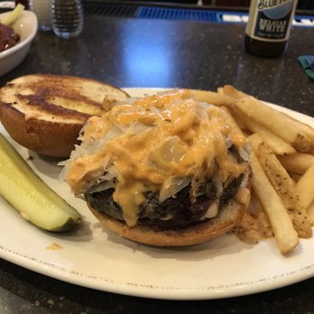 Cora's Creekside Tavern - Stuffed Rueben 1/2lb Burger OMG, fantastic - New American Near Me - Burnham, Pennsylvania