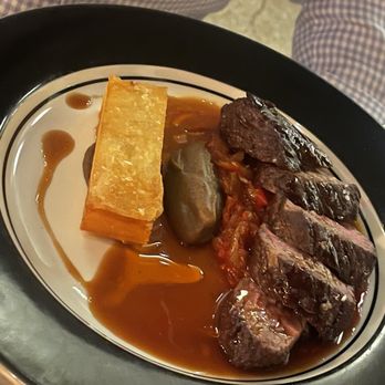 Bistro La Floraison - Steak + eggplant + pepps + potatoes - Wine Bars Near Me - Clayton, Missouri