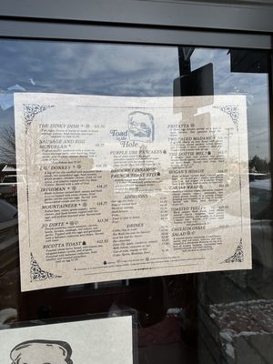 Menu photo 2 Toad in the Hole Eagle River, WI