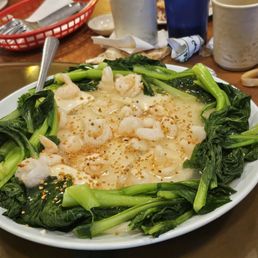 Shrimp tofu with ong choy
