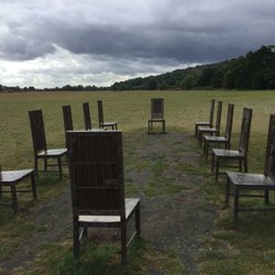 Magna Carta Memorial - Art installation; each chair depicts a struggle for rights post-signing of the Magna Carta.