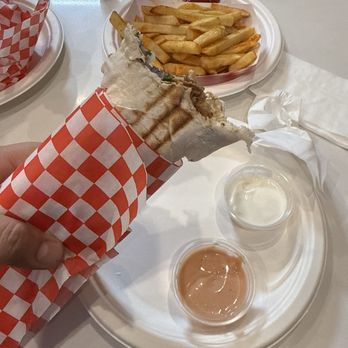 Patar Shawarma - Pork Shawarma Lavash Wrap with fries. House sauce   and garlic sauce. - Fast Food Near Me - Glendale, California