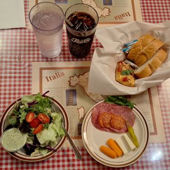 DeNicola's Restaurant - It's all here to round things out: a good salad, some antipasto items, a bread basket with a piece of focaccia - and also my soft drink - Italian Near Me - Portland, Oregon DeNicola's Restaurant - It's all here to round things out: a good salad, some antipasto items, a bread basket with a piece of focaccia - and also my soft drink - Italian Near Me - Portland, Oregon