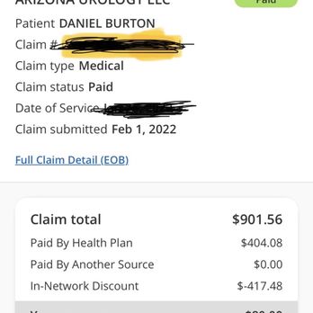 Arizona Urology - EOB showing our portion was $80 NOT $396.59 which is what we were charged and paid - Urologists Near Me - Goodyear, Arizona Arizona Urology - EOB showing our portion was $80 NOT $396.59 which is what we were charged and paid - Urologists Near Me - Goodyear, Arizona