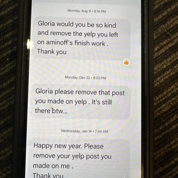 Aminoff Finish Work - Harassing texts. - Handyman Near Me - Oakhurst, California