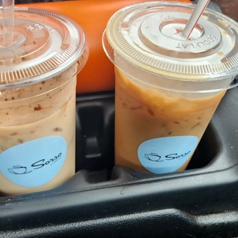 Sorso Coffee - Tiramsu latte on the left. - Coffee & Tea Near Me - Pickerington, Ohio
