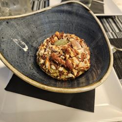 San Mina - Pistachio dessert with carmelized almonds