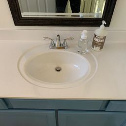 One of the vanities after refinishing.