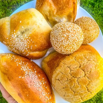 Bakery Delights - Baked pork bun, red bean pastry, coconut bun, pineapple bun, and red bean sesame balls - Bakeries Near Me - Fresno, California