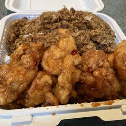 Lucky Star Restaurant - General Tso's chicken and fried rice.